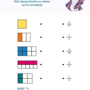 Fractions - schémas et fractions à relier