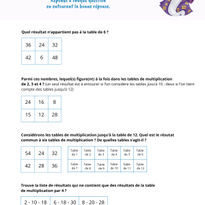 Énigmes autour des tables de multiplication